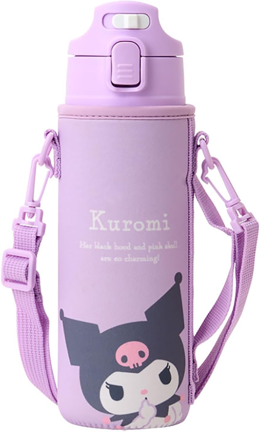 サンリオ(SANRIO) カバー付きステンレスボトル クロミ 子供 保冷専用 容量：470mL 名前スペース付き ワンタッチオープン 直飲み 091057