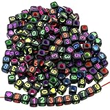 gresorth 800個蛍光キューブアクリルビーズマルチカラー数図DIYハンドメイドアクセサリー6 x 6 mm