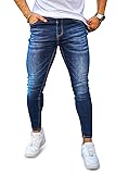 [GINGTTO] ジンット デニムパンツ メンズ スキニー ジーンズ ストレッチ ズボン 美脚 細身 (28, 深い青い)
