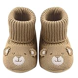 Domybest ベビーシューズ　キッズシューズ 可愛い 春秋　ニット　熊　柔らかい　滑り止め底靴　赤ちゃん　子供　祝い お出かけ 日常生活 (12cm, ブラウン)