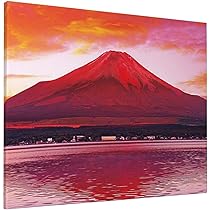 絵画 暁富士 雅彦 額縁 鮮やかな発色　赤富士　夕焼け 絵画 暁富士 雅彦 額縁 鮮やかな発色 赤富士 夕焼け