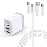 USB充電器 4ポート USB コンセント 30W with USB Type-C ケーブル 1.8m*2本 PD20W USB-Cと10W USB-A/PSE認証/薄型 Hootek ACアダプター iPhone16 急速充電器 タイプC ケーブル iPhone 17/16/15シリーズ、iPad Pro/Air/Mini、Galaxy S26、Xperia 1VIIその他対応(ホワイト)