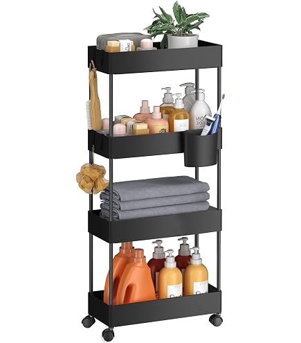 Amazon.co.jp: TUYOBIキッチンワゴン スリム 隙間収納 キャスター付き
