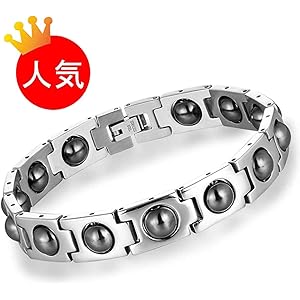 メンズ ブレスレット レディースブレスレット ゲルマニウム 磁気 バングル アクセサリー 静電気除去 血行促進 睡眠改善 オシャレ 肩こり軽減 抗疲労 金属アレルギーフリー [サイズ調整ピン付属] (シルバー)