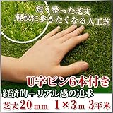 Liebe【リーベ】 人工芝 芝丈20mm 1m×3m ［6.6kg／3平米］+ U字ピン6本 『パークシア・エコノミー』