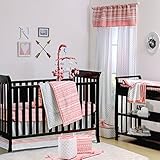 Coral Pink Tribal Print Geometric 5 Piece Crib Bedding Set by The Peanut Shell by The Peanut Shell