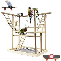 Amazon | RLK 鳥の巣 鳥遊び場 ケージ スタンド はしご 秋千 食器 水器