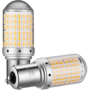 WenTop S25 LED ウインカー シングル バックランプ アンバー/オレンジ ピン角180° 美光3014SMD 144連 6500K アルミヒートシンク ハイフラ防止抵抗内臓普通車/ハイブリッド車(HV車・EV車)対応 DC12V車用 2個入