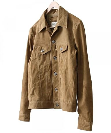 Goat Suede Jean Jacket 7560-605-6019: Brown Goat Suede Jean Jacket 7560-605-6019: Brown