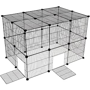 VENTOTA ドア付ペットフェンス バリアゲート プレイサークル 3535 網目スリム 黒26枚