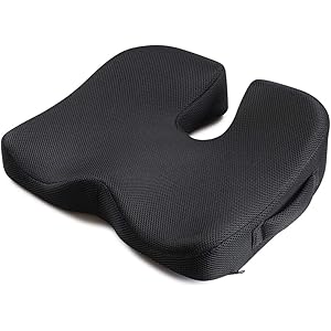 IKSTAR クッション 低反発 座布団 椅子 腰楽クッション オフィス 車用 自宅用 体圧分散 座り心地抜群 プレゼント 持ち運ぶ便利 ブラック