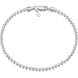 Amberta 925 Sterling Silver 2 mm Ball Bead Chain Bracelet