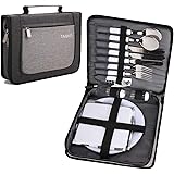 BRONZY TAIBID Picnic Set Camping Cutlery Organizer 2 Person Dinnerware Set - 16pcs Mess Kit,Portable Eating Set with Plates,S
