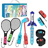 VoSinrly【9 in 1セット】2023年新登場！Switch Sports(ニンテンドースイッチスポーツ)アクセサリバンドル 体感ゲーム対応 対戦実装 没入感体験 体感スポーツ対応 Joy-Conグリップ用アクセサリ