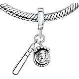 BOLENVI Baseball Bat Glove Sports 925 Sterling Silver Pendant Charm Bead For Pandora & Similar Charm Bracelets or Necklaces