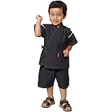 綿の郷(ワタノサト) 日本製 子供甚平 男の子 久留米ちぢみ織文人柄 90/100/110/120/130/140/150