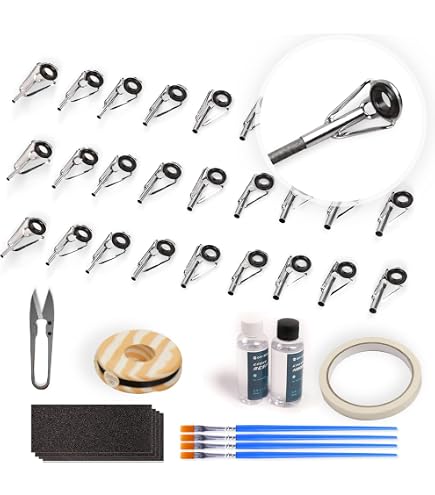 Fishing Rod Repair Kit Complete,Full Supplies with Glue for Freshwater & Saltwater Broken Fishing Pole Repair with Carbon Fiber Sticks,Rod Building Epoxy Finish, Wrapping Thread and Tape Sports, Fitness &