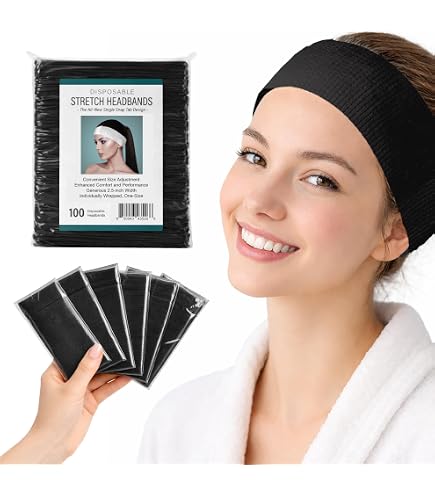 Framendino, 200 Pack Black Disposable SPA Headband Non-Woven  display picture 3