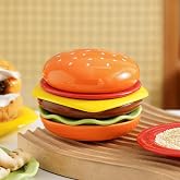ハンバーガープレートセット、かわいい積み重ね可能なセラミックハンバーガー型ボウルとプレート、プレート、皿、ボウル、ユニークなハンバーガー家庭用ディナートレイ、ハンバーガー食器愛好家へのギフト