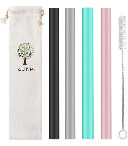 NiHome 10-Pack Reusable Silicone Straws Openable Design Easy to Clean, Premiu