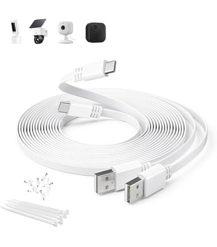 HOLACA EufyCam 2C voeding met 9 m weerbestendige interne oplaadkabel 3.0 voeding - continu opladen van je eufyCam 2C camera (wit, 1 verpakking