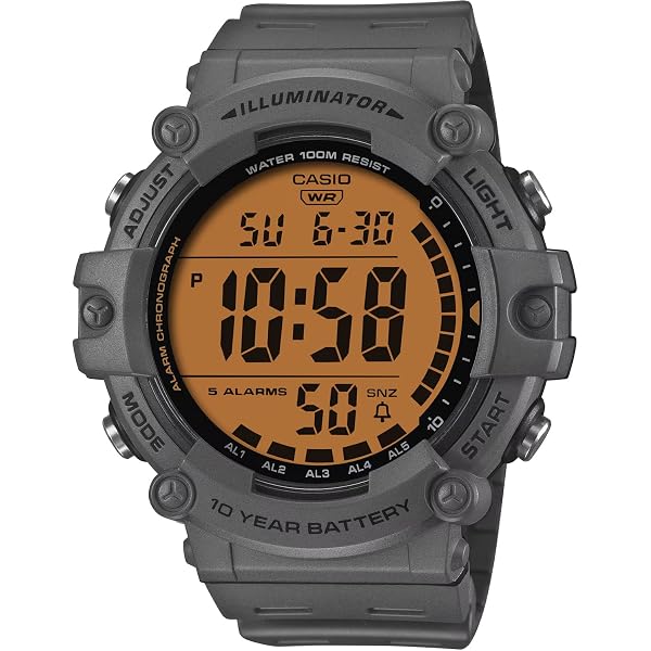 Casio Illuminator WS-1500H-5AV Orologio Uomo Con Batteria 10 Anni - Fasi Lunari E Livello Di Pesca - Marrone