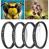 VEGBY1 マクロフィルター クローズアップフィルター マクロ接写+1 +2 +4 +10レンズフィルターキット58mm 光学ガラス キヤノン/ニコン/ソニーカメラ用