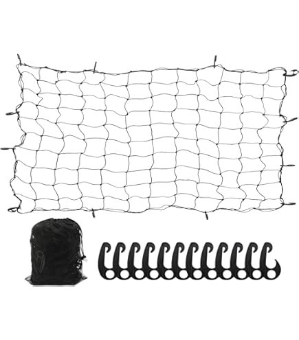 15.7"x15.7" 2Pack Bungee Net Motorcycle, Made Of Latex Heavy Duty Bungee Net Stretches 33 X33 Luggage Thicken Netting With3 X3 Small Mesh 6 Adjustable Met - View #8