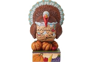 Enesco Jim Shore Heartwood Creek Four Seasons Thanks and Giving Traditional Turkey with Scene Figurine, 8.5 Inches, Stone Resin