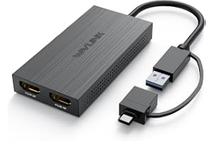 WAVLINK USB 3.0A/type-C-デュアル HDMI アダプター 2K出力 ミニドッキングステーション/（3840x2160 @ 30Hzディスプレイ出力/1ｘ1440P対応 出力ポート/1ｘ1080P対応 HDMI出力ポート1ｘUSB
