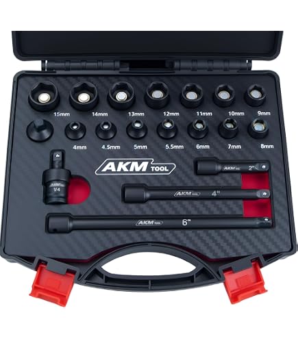 AKM TOOL 3/8 Inch Drive 17mm Magnetic Impact Socket: 6-Point Cr-Mo Socket For Impact Tools