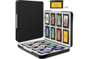 ゲームカードケース ゲームカード16枚 GBA 専用 カセット ケース カード 収納でき マグネット式開閉 ハードシェル 整然収納 傷防止 ホコリ防止 耐衝撃 保護性能 (ブラック,17.3cm×14.2cm×2.6cm)