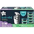 Tommee Tippee Twist and Click Advanced Nappy Bin Refill Cassettes, Sustainably Sourced Antibacterial GREENFILM, Pack of 6