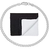 3mm .925 Sterling Silver Nickel-Free Italian Bismark Link Bracelet or Anklet, 7"8"9"10"11" + Bonus Cloth