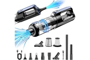 MONOZEL Car Vacuum Portable Cordless, 18000Pa 2 in 1 Vacuum Cleaner&Air Duster, 130W Brushless Motor Handheld Vacuum Cordless with 7800mAh Battery, LED Light, Multi-Nozzles for Car, Home, Office, Pet
