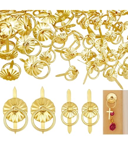 GORGECRAFT 40-Piece Metal Brad Fasteners - Flower Design Pull Rings For Crafts