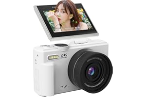 AiMike 5K デジカメ スマホに送れる デジタルカメラ WIFI転送機能 7500万画素 180度回転可ディスプレイ 64GBマイクロSDカード付き 18倍デジタルズーム オートフォーカス機能 ウェブカメラ 19種類フィルター 自撮り便利 3イ