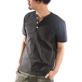 ヘンリーネックTシャツ メンズ 半袖 厚手 無地 白 黒 グレー 紺 カーキ 春 夏 半袖Tシャツ カットソー お洒落 カジュアル ユニセックス 男女兼用 レディース対応