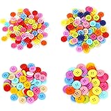 サムコス カラフルボタン 4つ穴ボタン 300個セット 丸型 かわいい 手芸材料 DIY 縫製 飾り 手作り 服のボタン 子供向けのDIYおもちゃ 混合ボタン 4サイズ