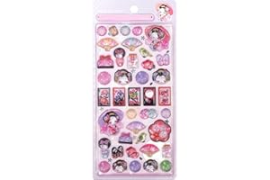 Chaojibao 【アップグレード版】ぷくぷくシール 可愛い 1枚セット 中実 立体 ごほうびシール DIY用 キラキラな 女の子 デコシール 日記帳用 貼り付け可能 手芸用品 (35扇子)