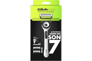 GilletteLabs x Son Limited Edition exfoliating Bar Razor for Men, 1 Handle, 2 Razor Blade Refills, 1 Shower Hook