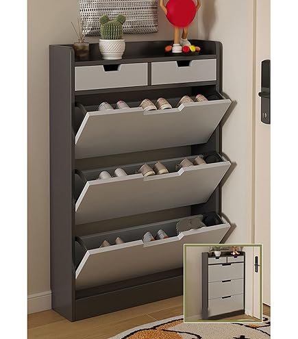 Amazon｜靴箱 シューズラック 幅80cm スリム 奥行13cm 下駄箱 シューズ
