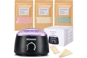 NEOMANN Waxer II Waxing Kit for Women and Men Non-Sticky, Teflon-Coated - Wax Warmer for Hair Removal incl. 300g Wax Beads, 2