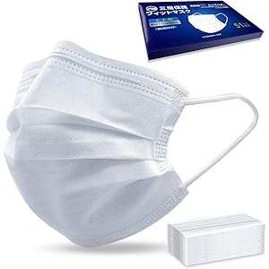 マスク 使い捨マスク 51枚入り 不織布 超快適 通気性 3層構造 プリーツマスク 飛沫・花粉カット 風邪予防 PM2.5対応 ふつうサイズ 男女兼用 箱付き