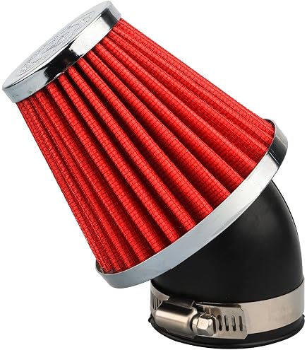 Red 42mm Angled Foam Pod Air Filter - Fits 125cc To 150cc Pit Bikes, Dirt Bikes & GY6 Mopeds | High Flow Replacement