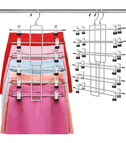 Campior 6-Layer Pants Hanger – Space Saving S-Type Design, Anti-Slip Coating, Stainless Steel