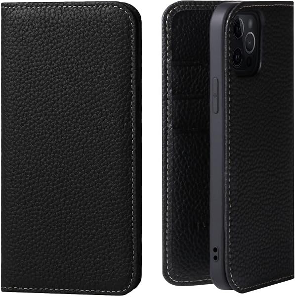 HANATORA for iPhone 14Pro ケース 手帳型 本革 スマホケース スマホ スタンド コードホルダー 付き シュリンクカーフレザー マグネットなし ブラック PH-14Pro-Black ギフト 誕生日 女性 男性 彼女 お母さん お父さん 人気商品 30代 40代 50代 60代 70代 - 1