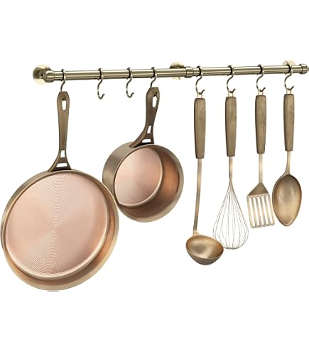 Enclume Premier 24-Inch Wall-Mounted Utensil Bar - Hammered Steel Pot Rack With 6 Hooks & Toggle Anchors - View #5