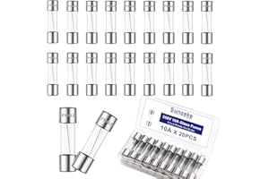 Sunxeke 20PCS F10AL250V 5 x 20mm Fast Blow Glass Fuses 10A 10Amp 250V Glass Fuse,0.2 x 0.78 Inch