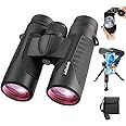 Adasion 12x42 High Definition Binoculars for Adults with Phone Adapter and Foldable Tripod, Super Bright High Power Binocular